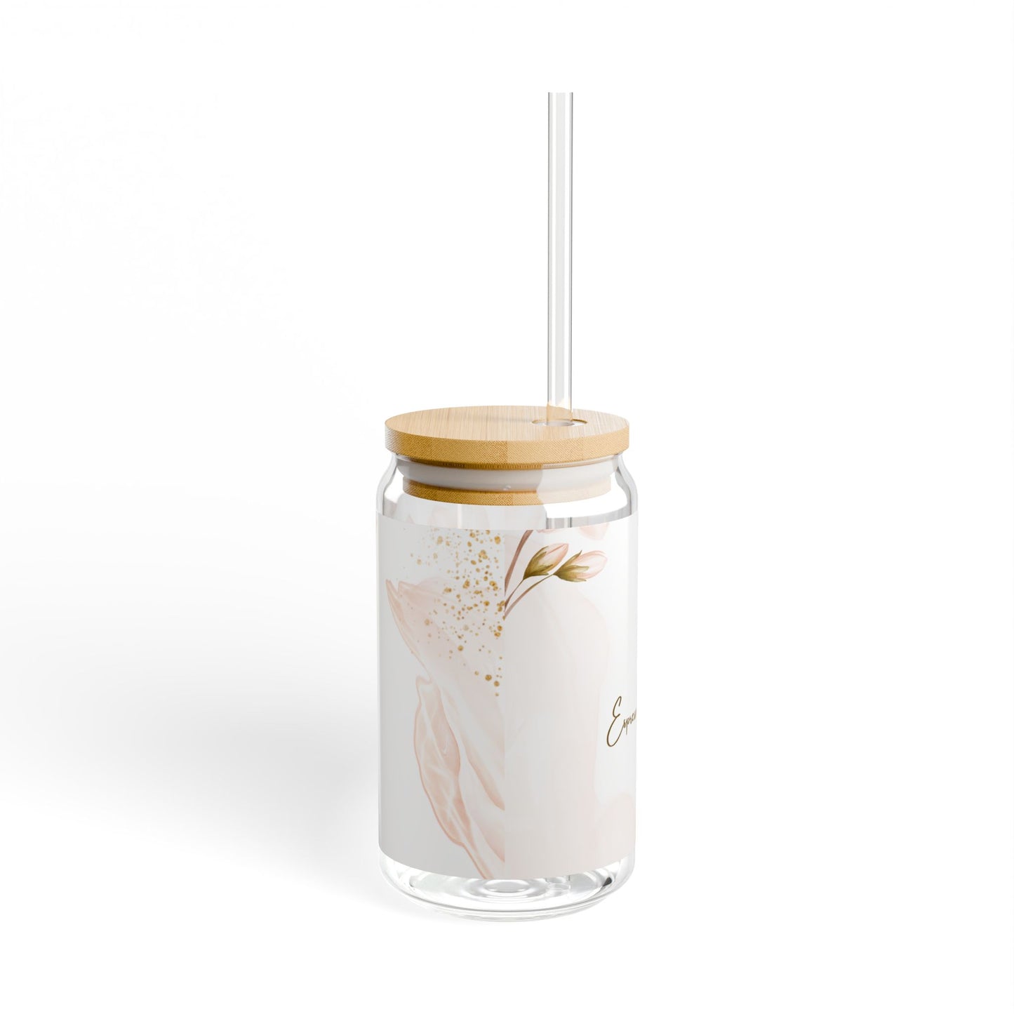 Espresso Yourself Glass Cup with Lid and Straw