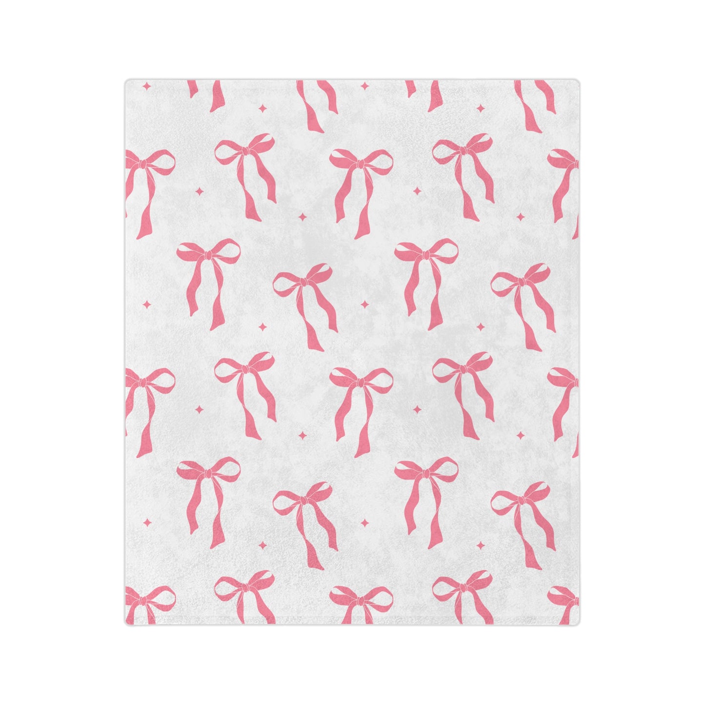 White with Pink Bows Microfiber Blanket