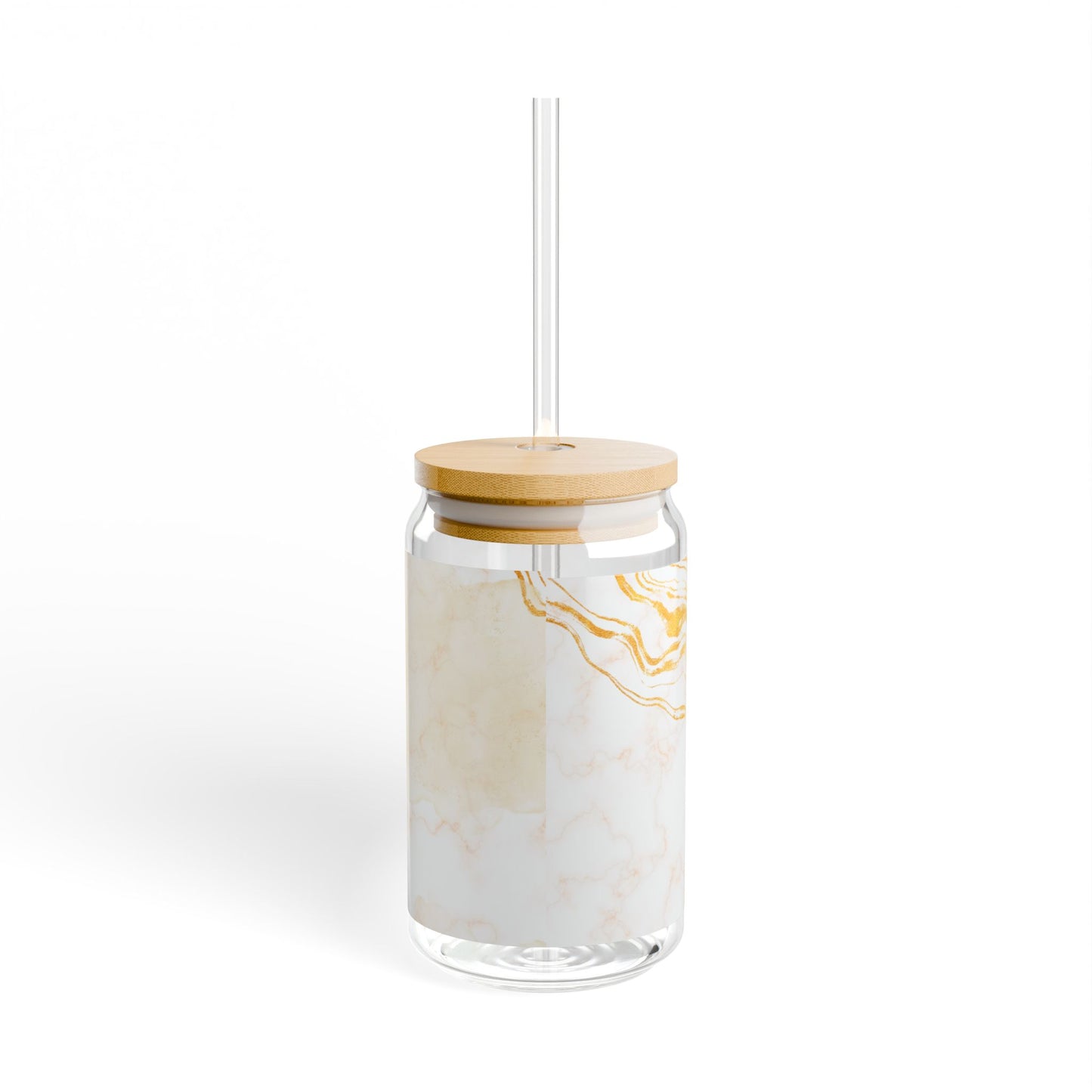 "Sippin' Prettyyy" Gold Glass Cup with Lid and Straw