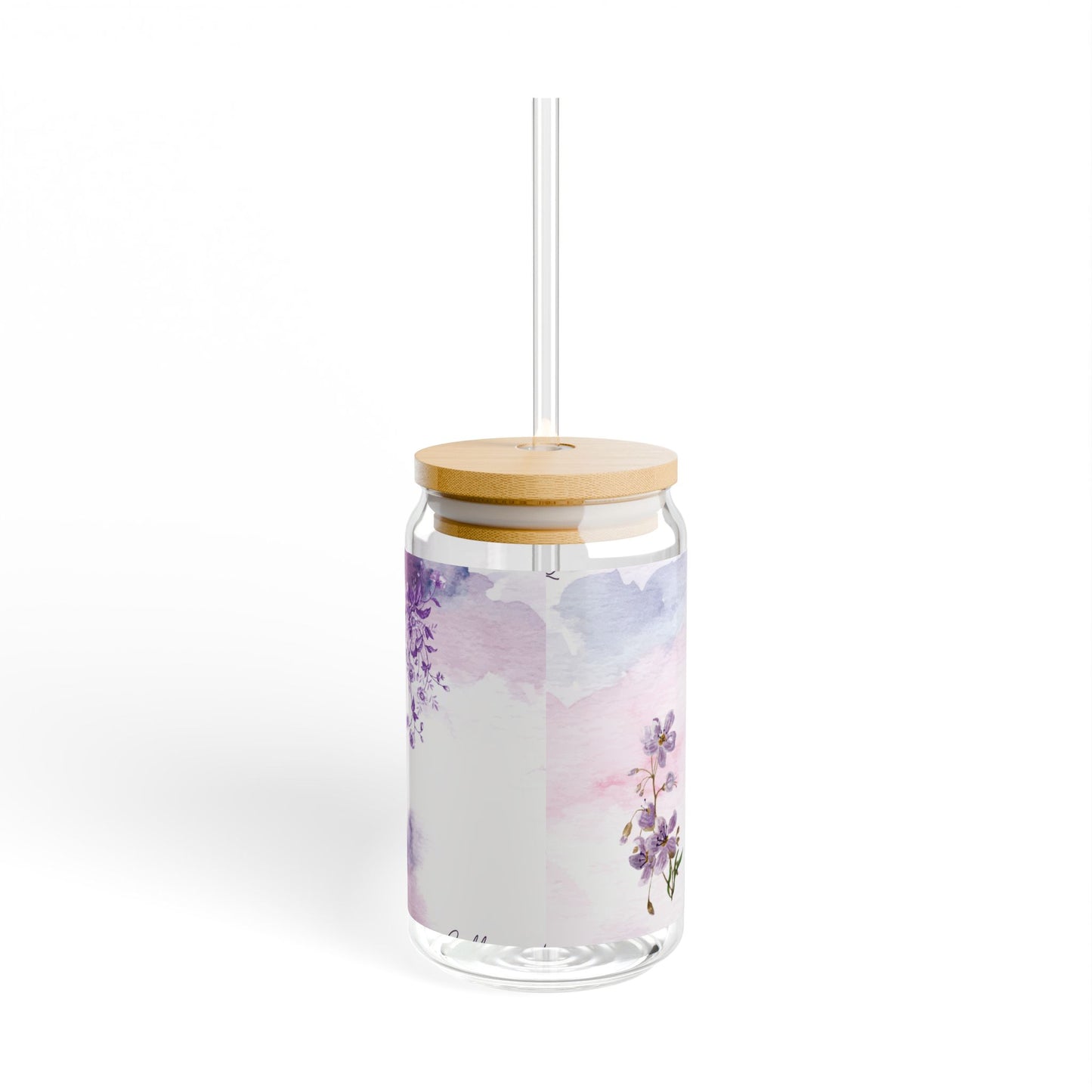 "Coffee Queen" Glass Cup with Lid and Straw