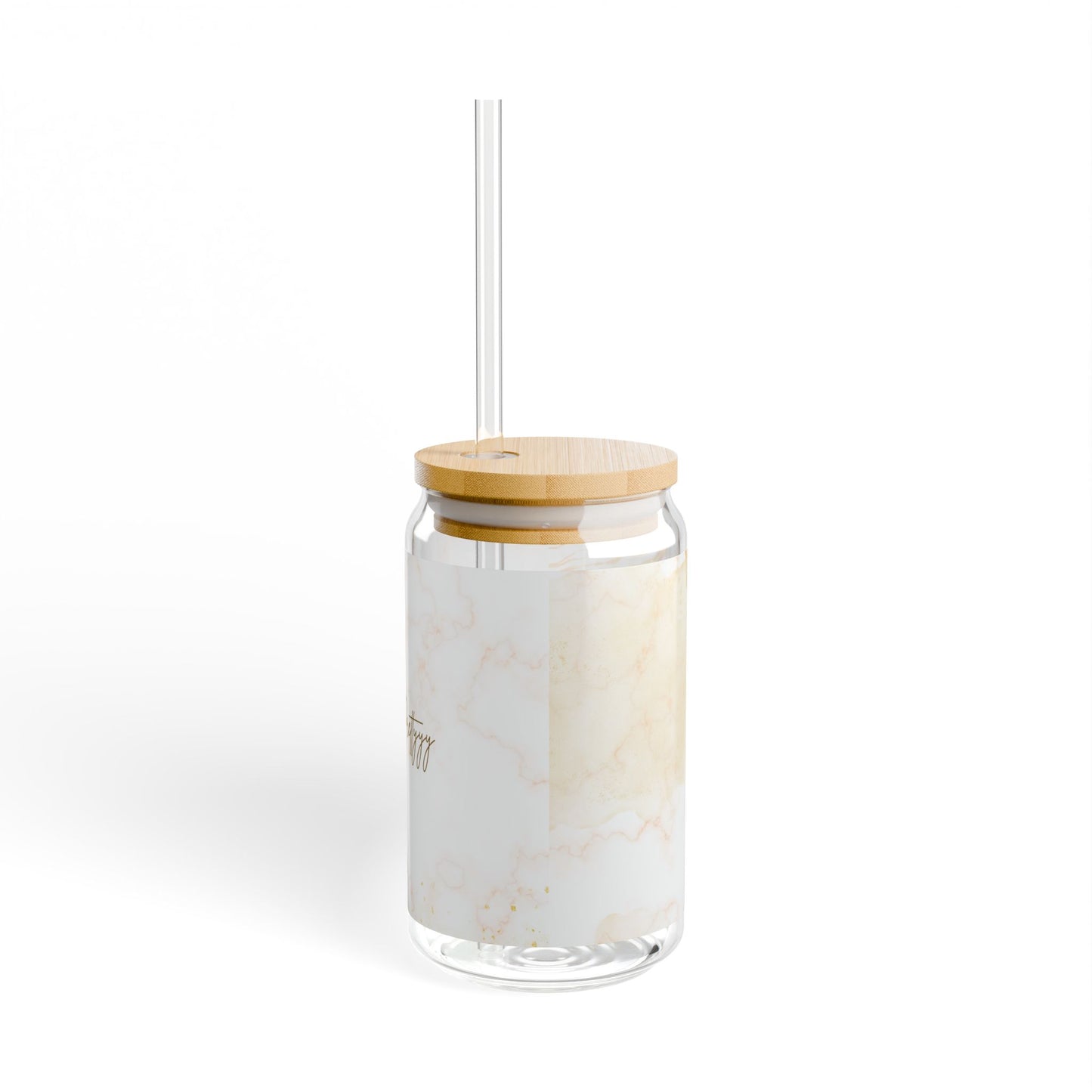 "Sippin' Prettyyy" Gold Glass Cup with Lid and Straw