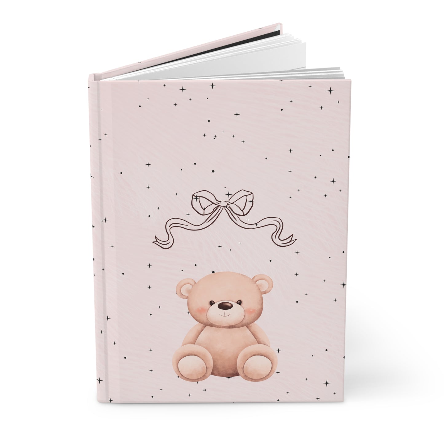 Cute bear and Bow Pink Hardcover Journal