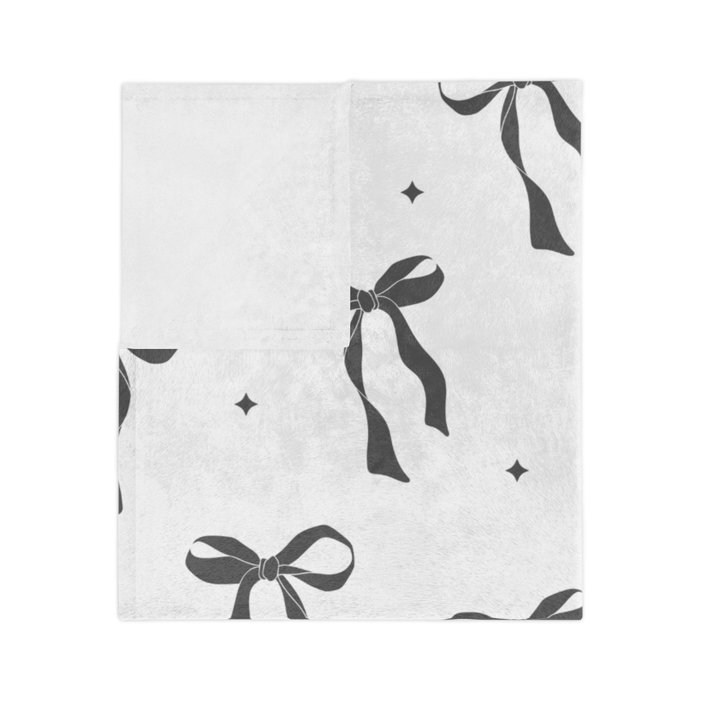 White with Black Bows Microfiber Blanket
