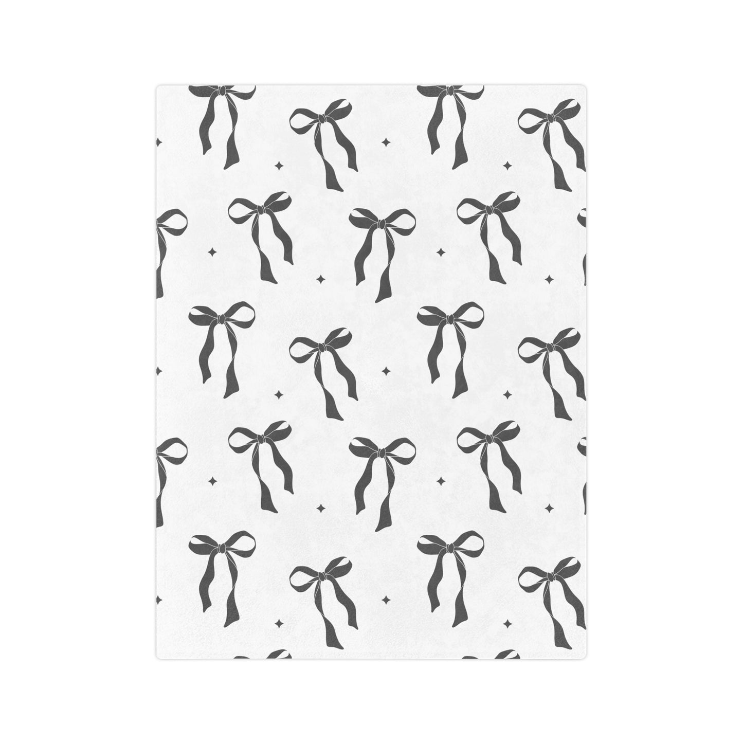 White with Black Bows Microfiber Blanket