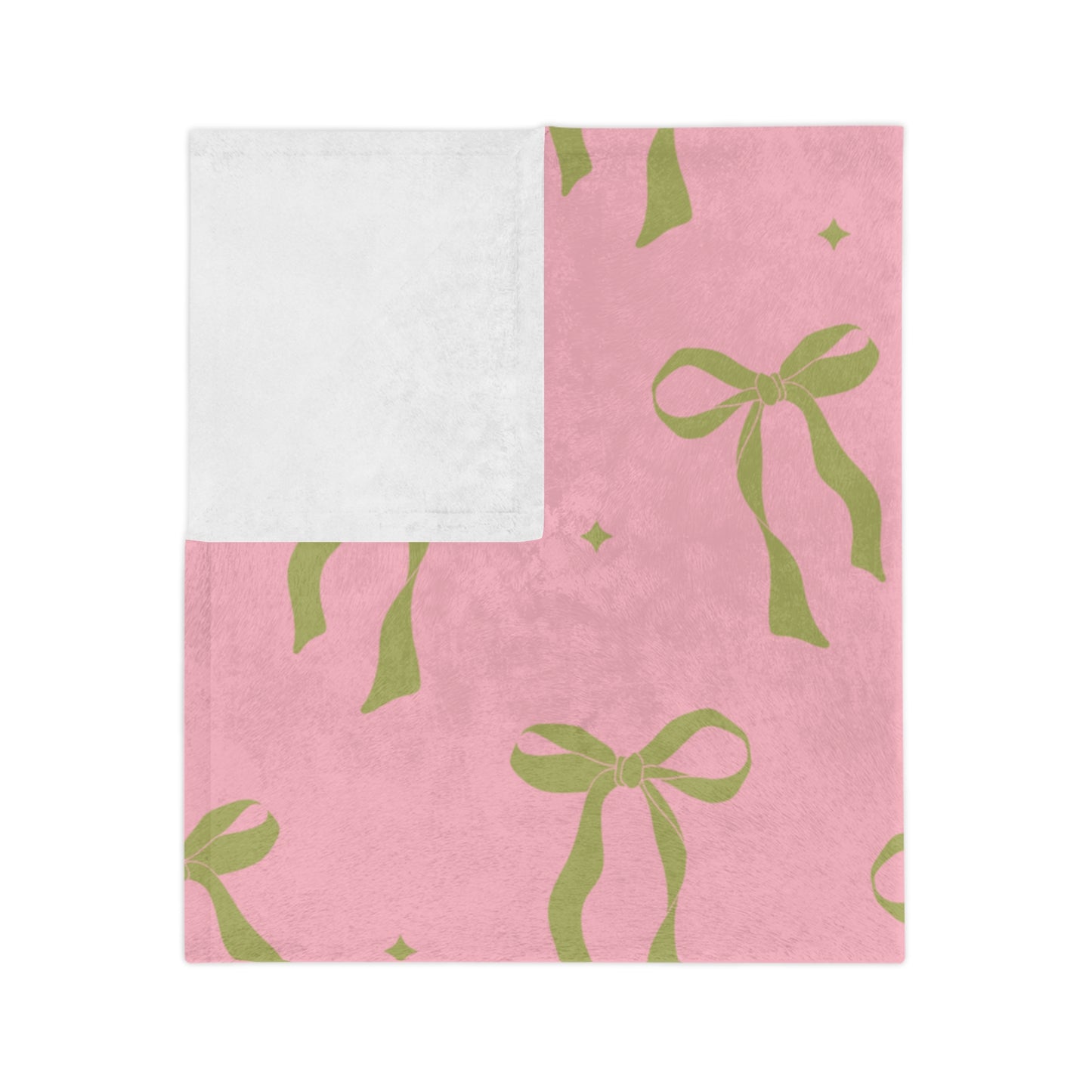 Pink with Green Bows Microfiber Blanket