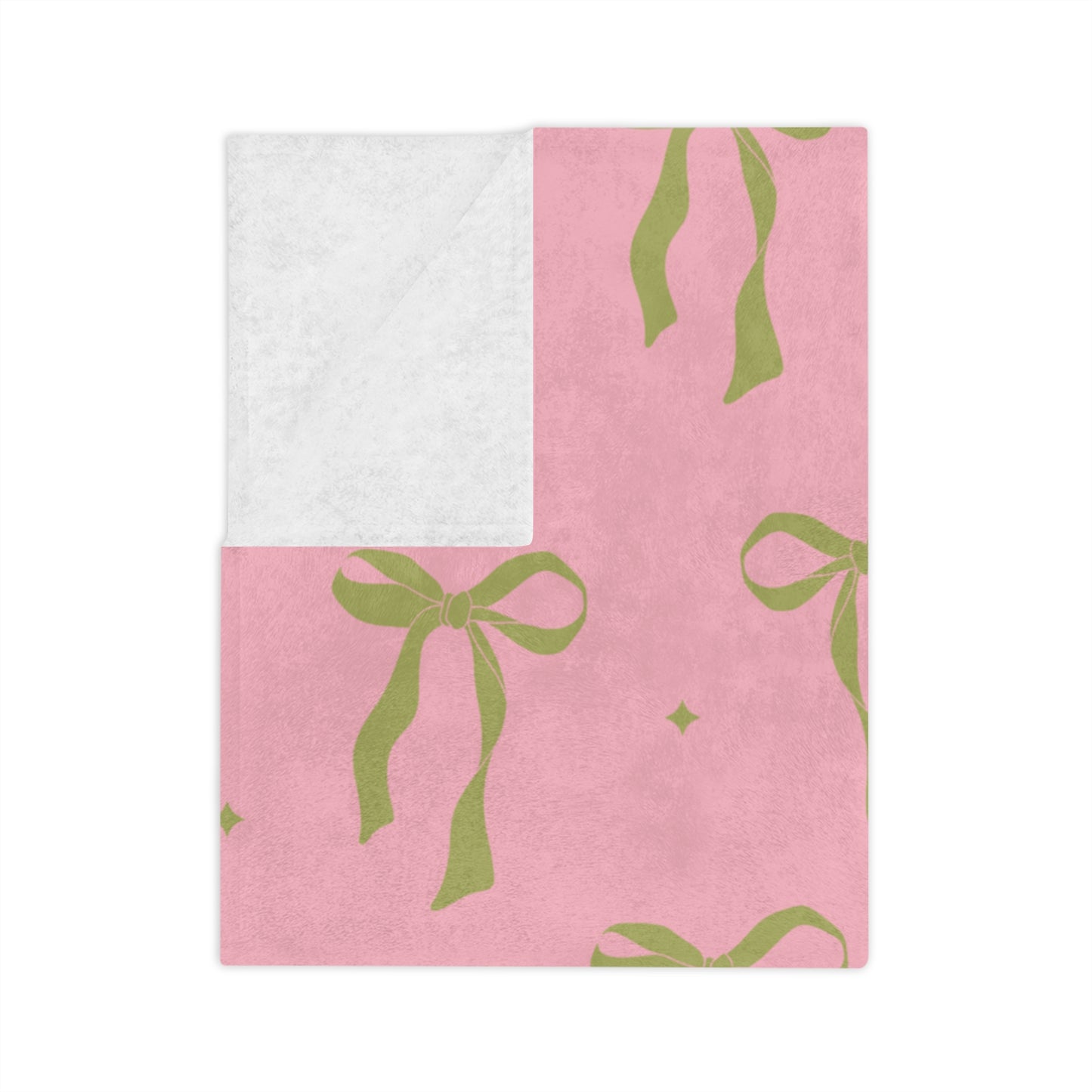 Pink with Green Bows Microfiber Blanket
