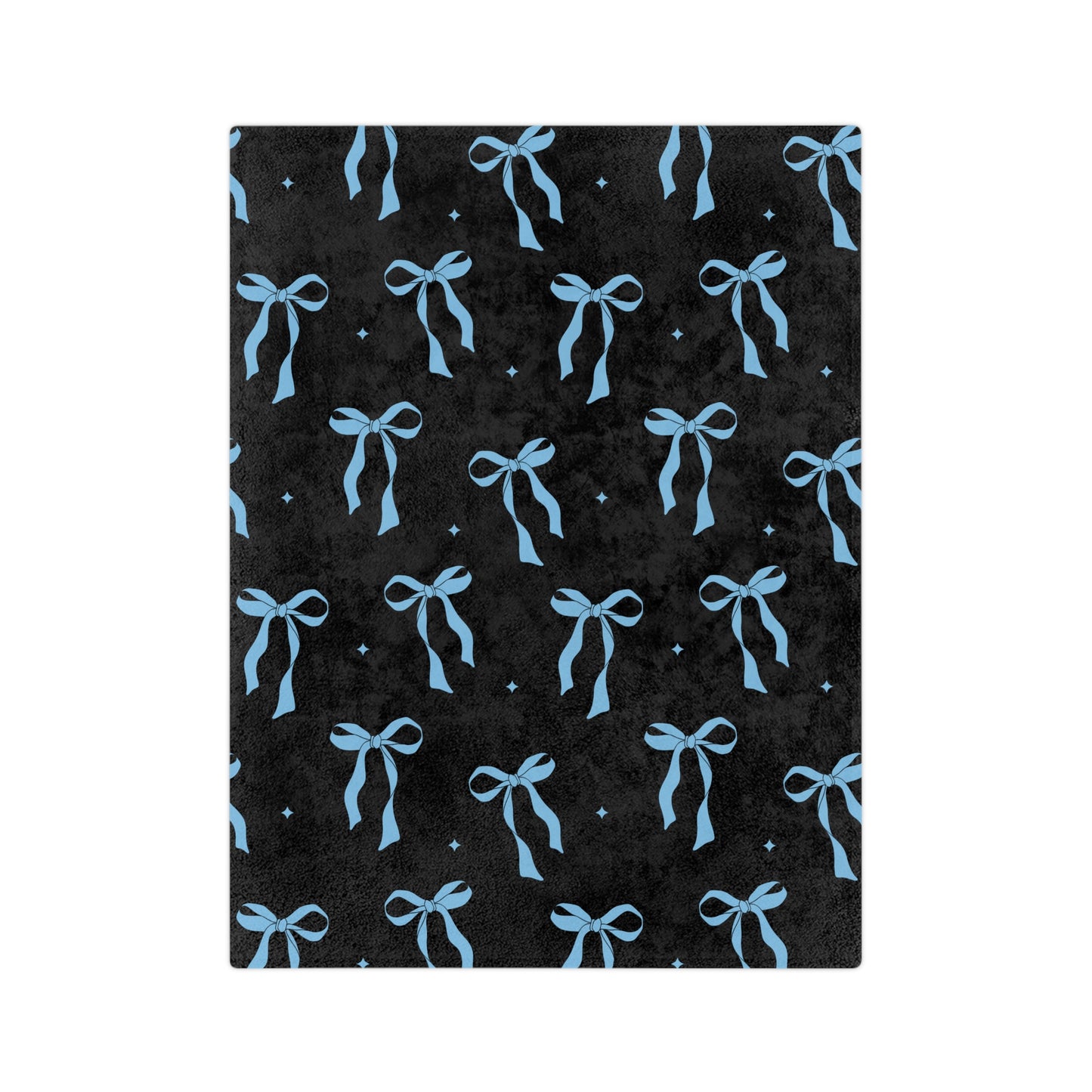 Black with Blue Bows Microfiber Blanket