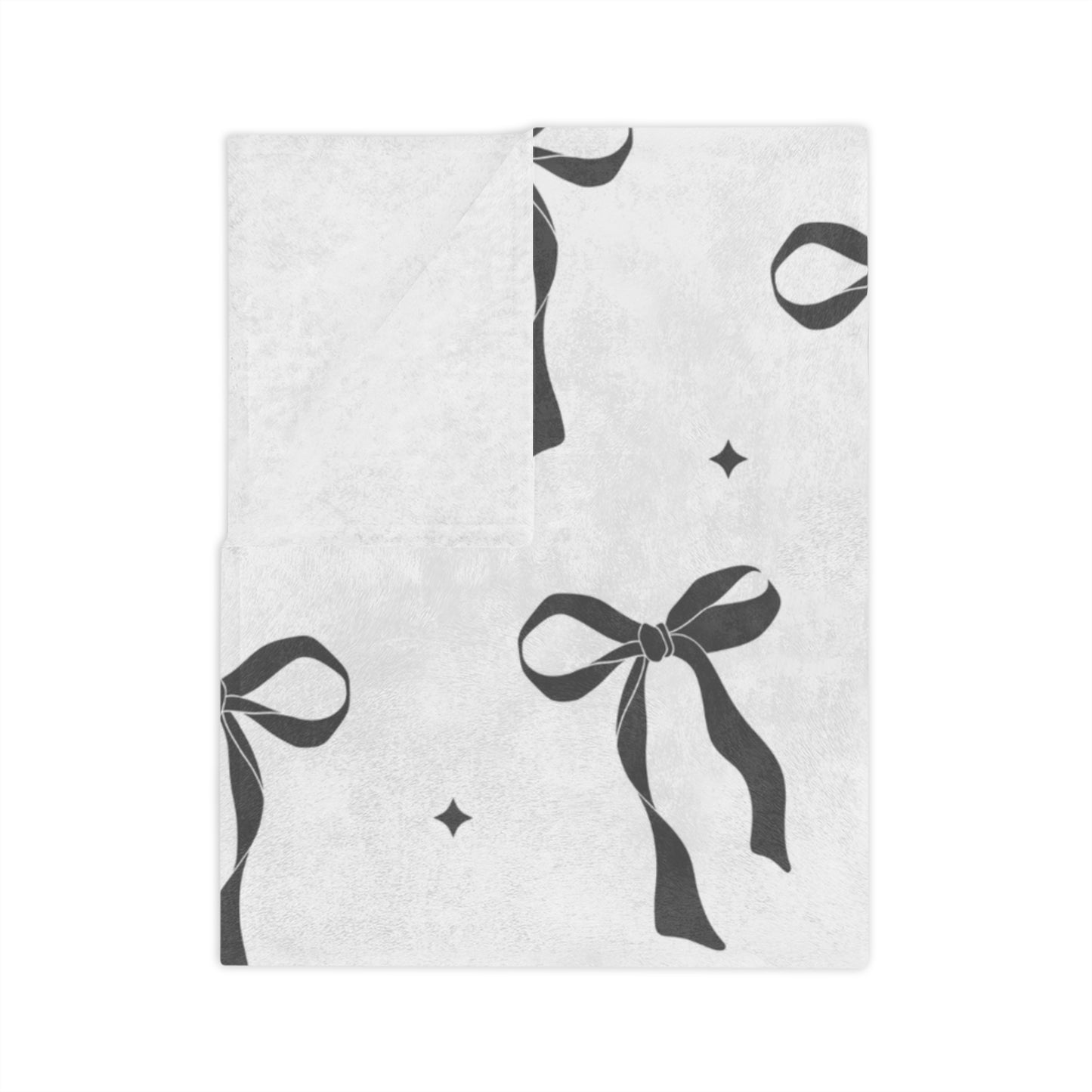 White with Black Bows Microfiber Blanket