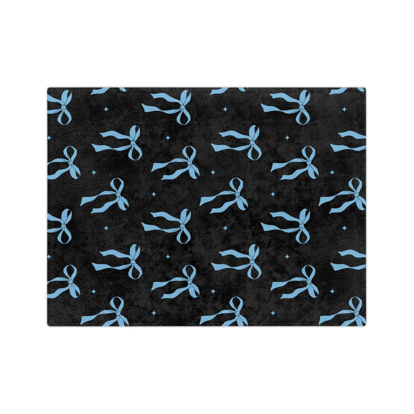 Black with Blue Bows Microfiber Blanket