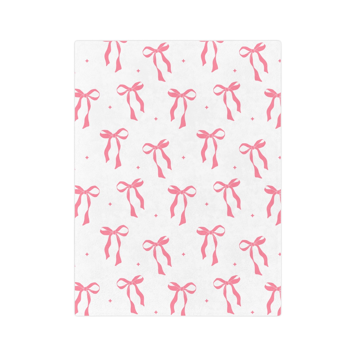 White with Pink Bows Microfiber Blanket