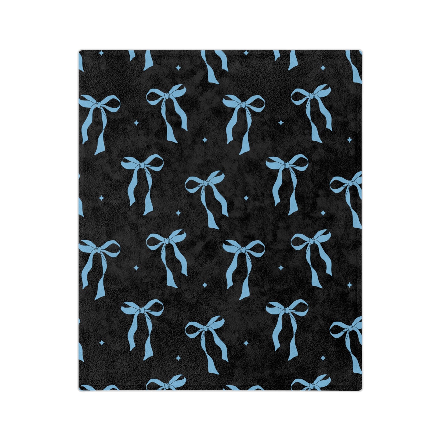 Black with Blue Bows Microfiber Blanket