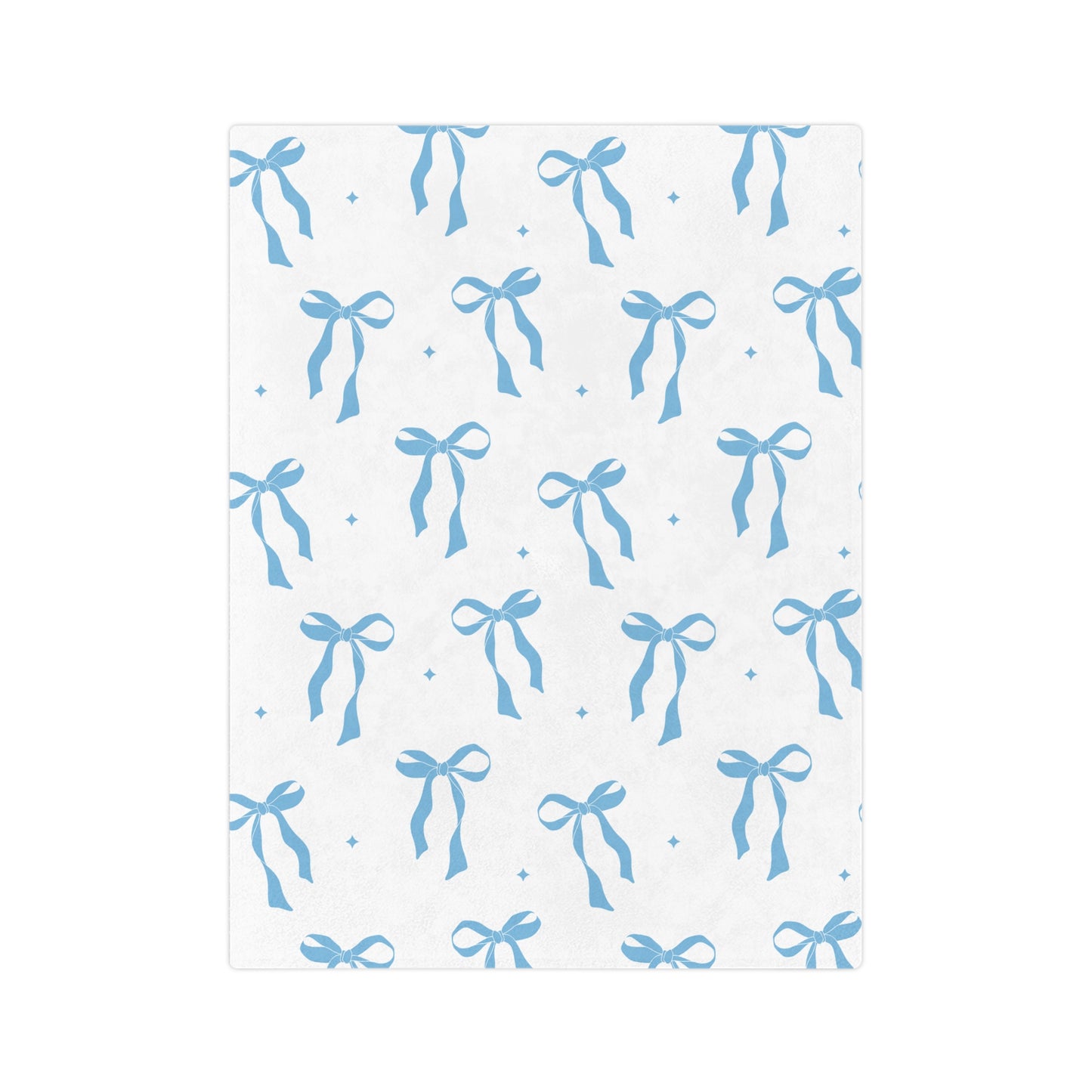 White with Blue Bows Microfiber Blanket