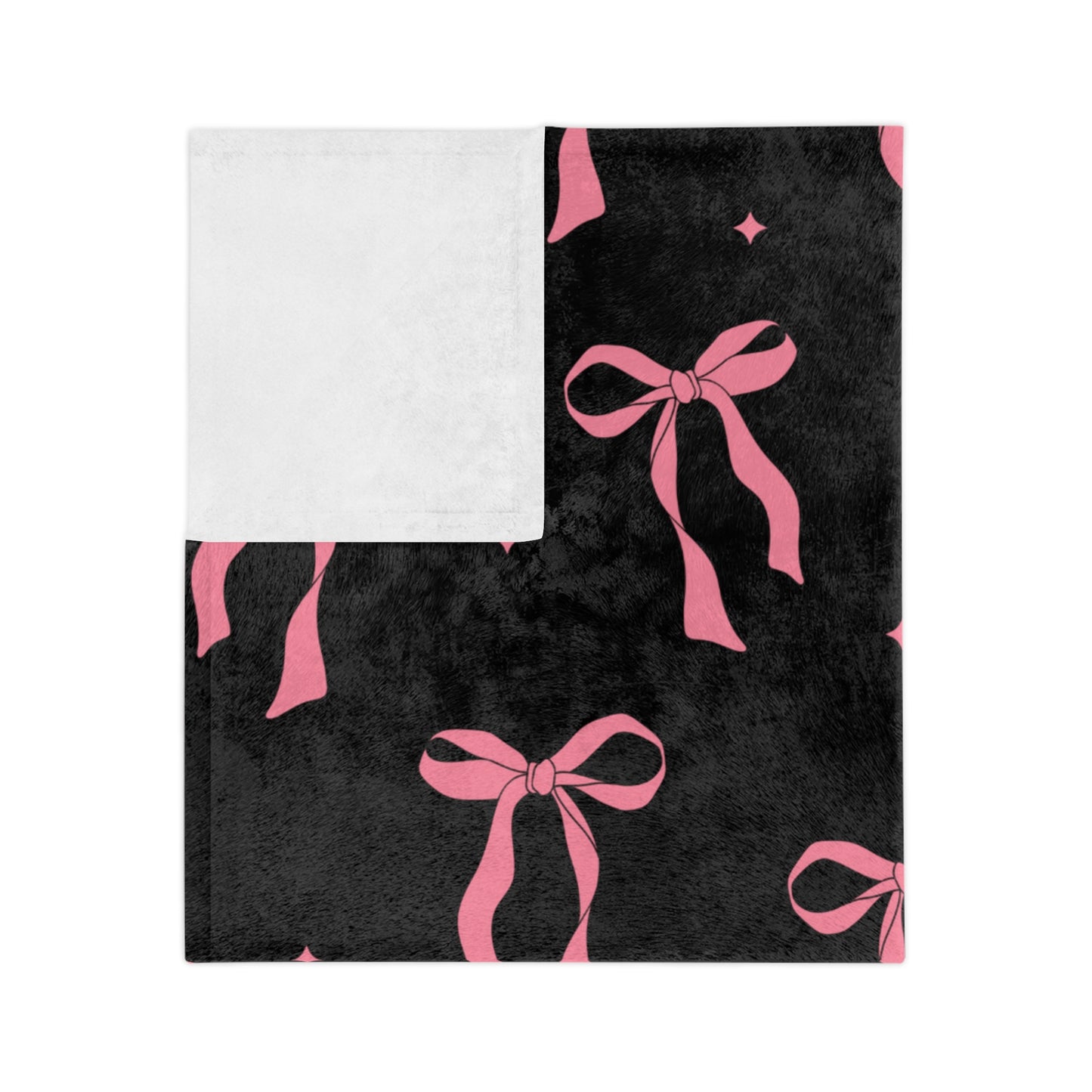 Black with Pink Bows Microfiber Blanket