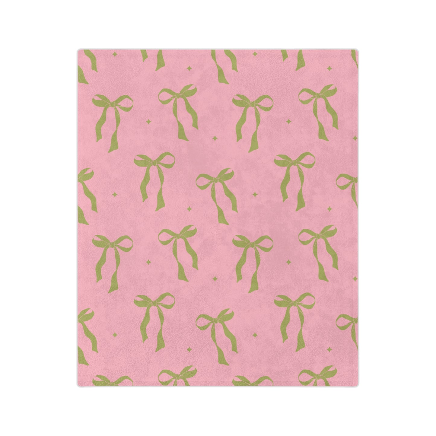 Pink with Green Bows Microfiber Blanket