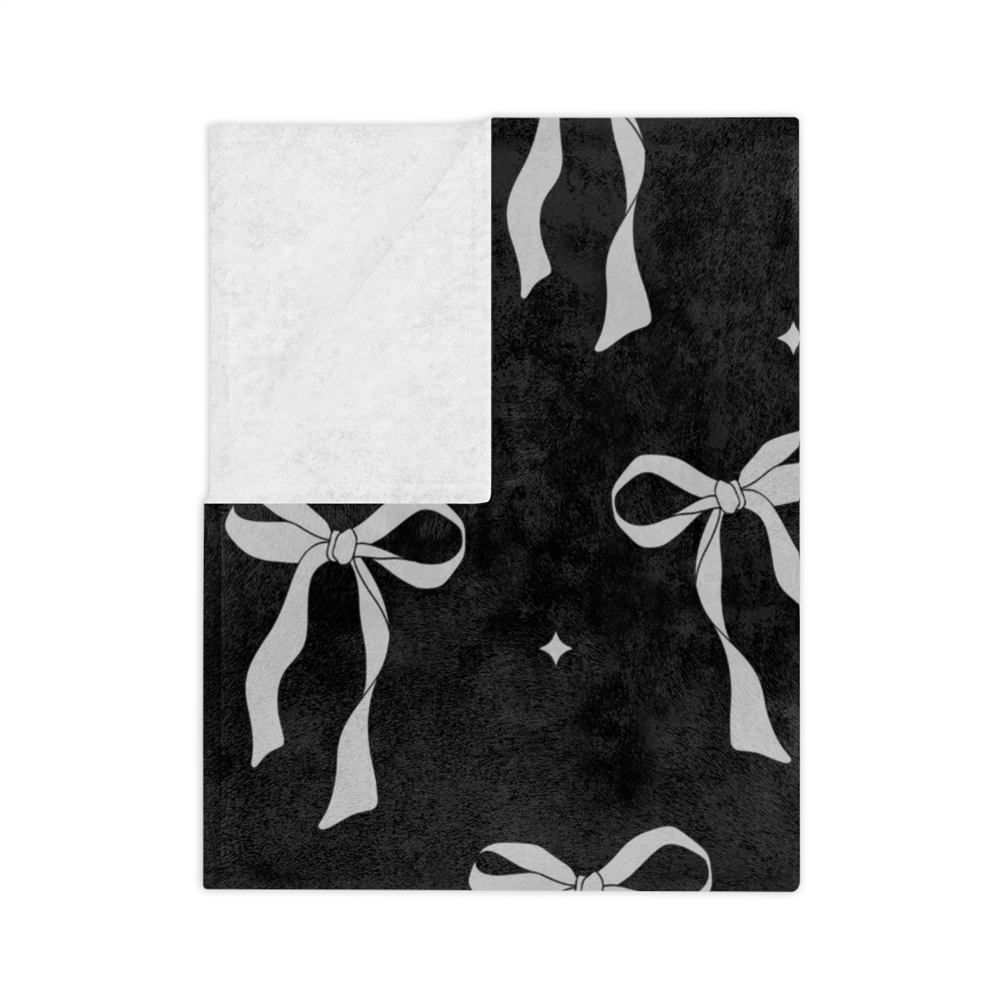 Black with White Bows Microfiber Blanket