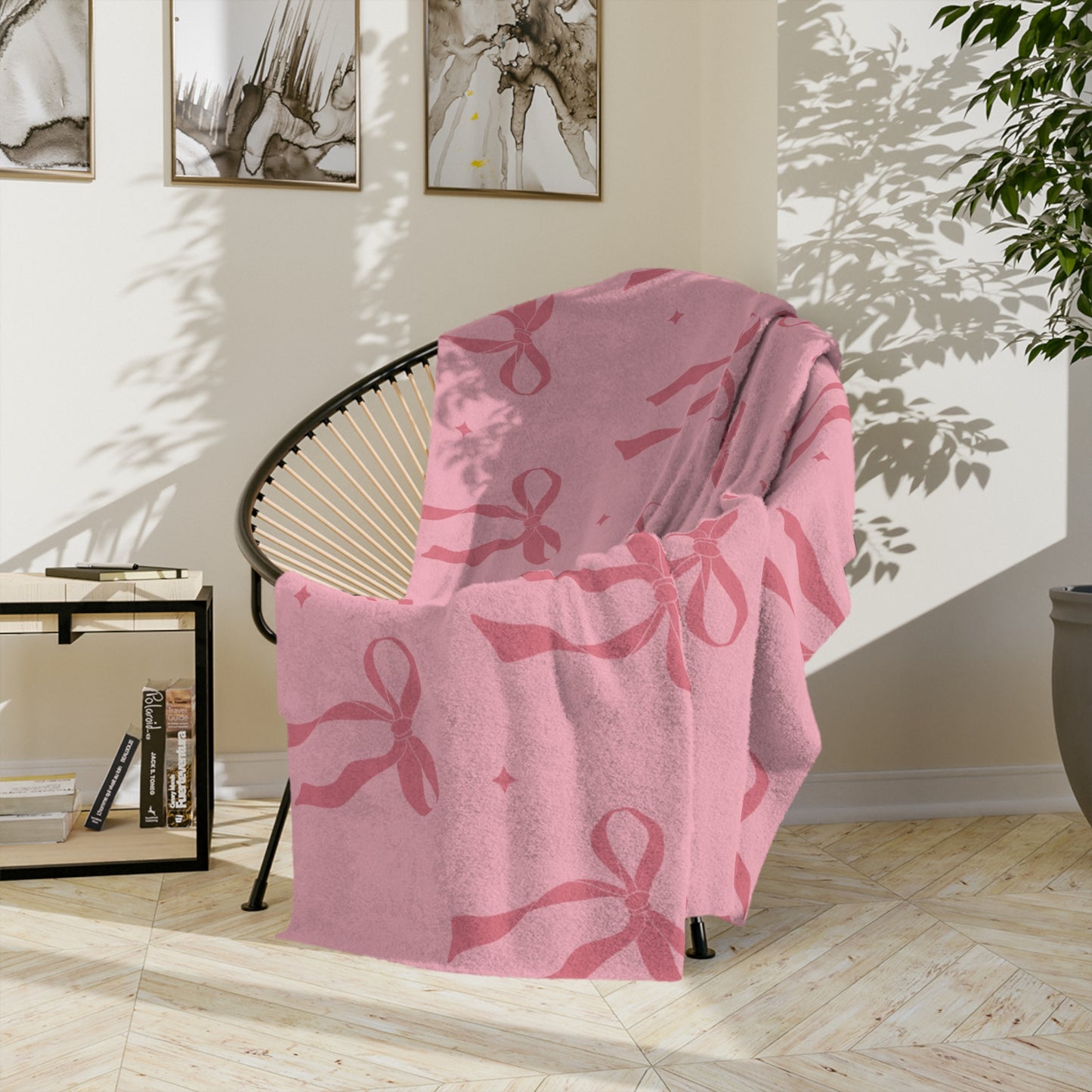 Pink with Pink Bows Microfiber Blanket