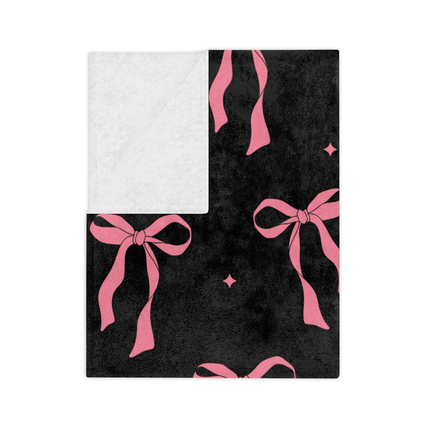 Black with Pink Bows Microfiber Blanket