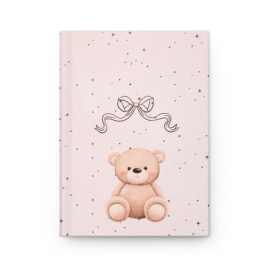 Cute bear and Bow Pink Hardcover Journal
