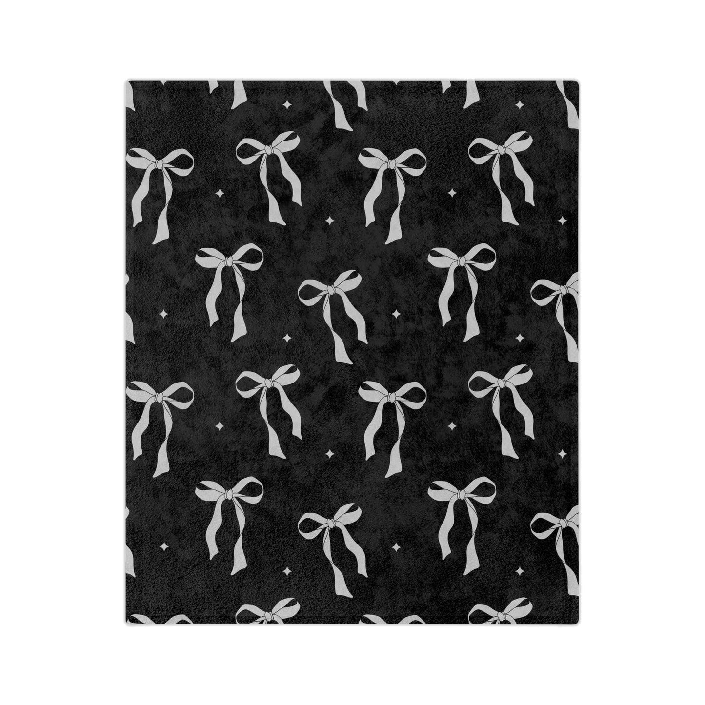 Black with White Bows Microfiber Blanket