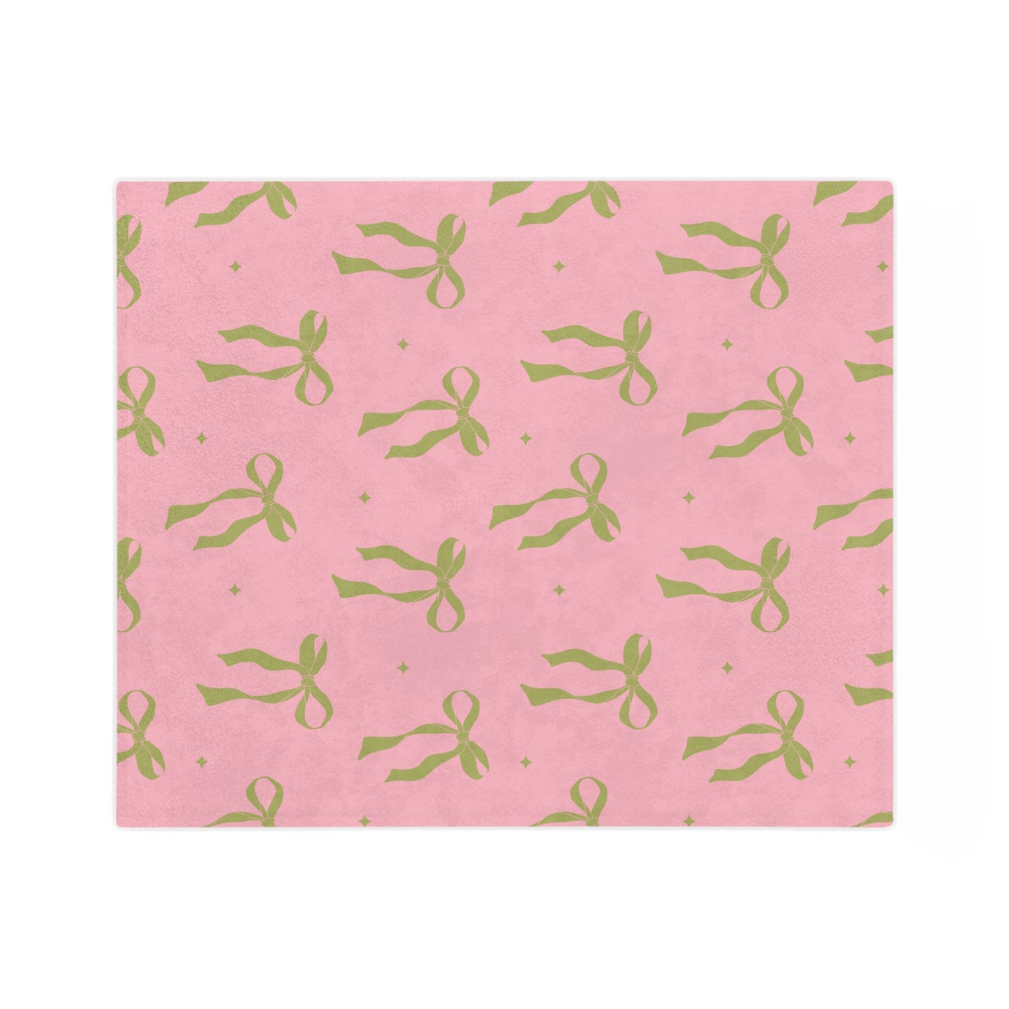 Pink with Green Bows Microfiber Blanket