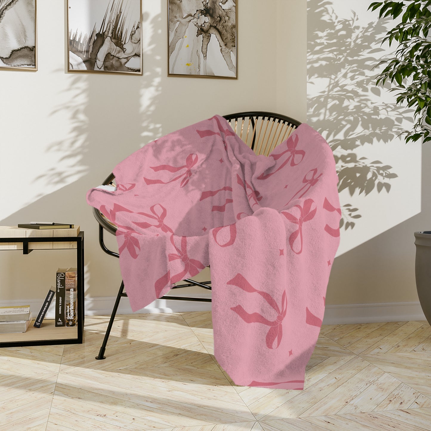 Pink with Pink Bows Microfiber Blanket