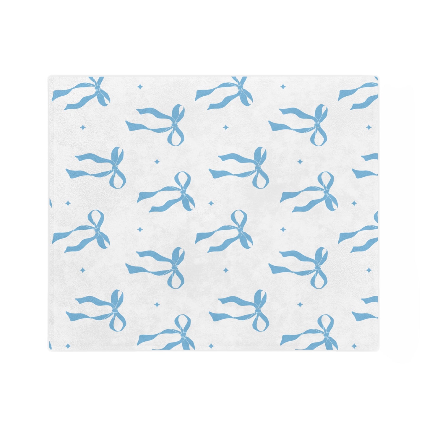White with Blue Bows Microfiber Blanket
