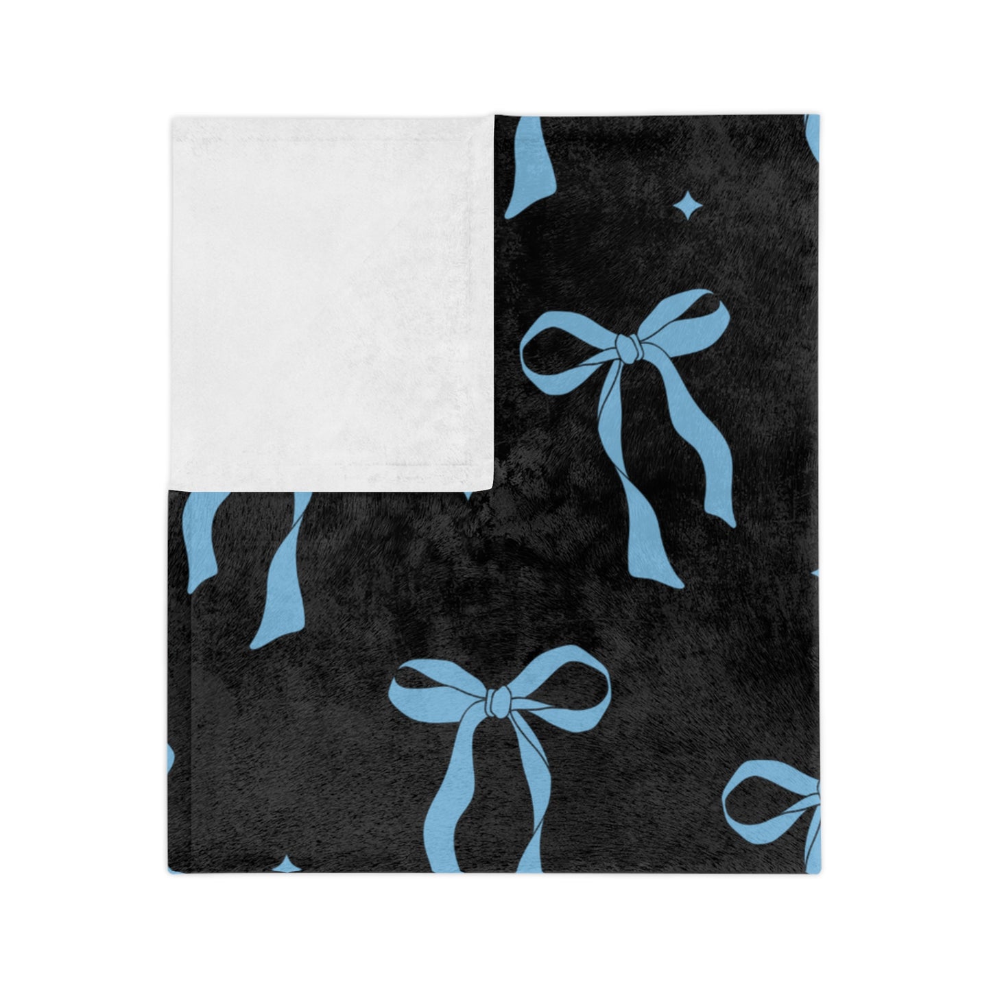 Black with Blue Bows Microfiber Blanket