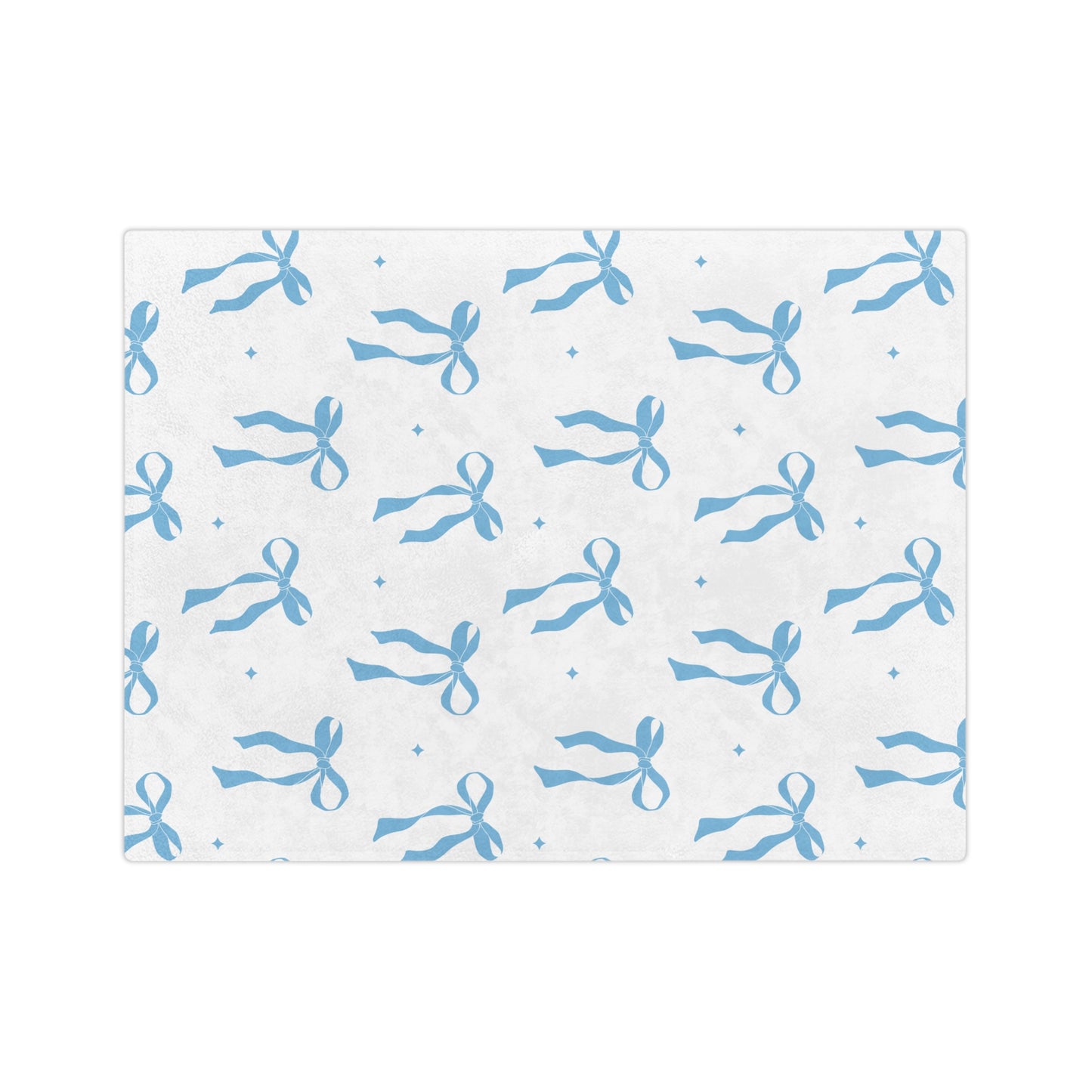 White with Blue Bows Microfiber Blanket