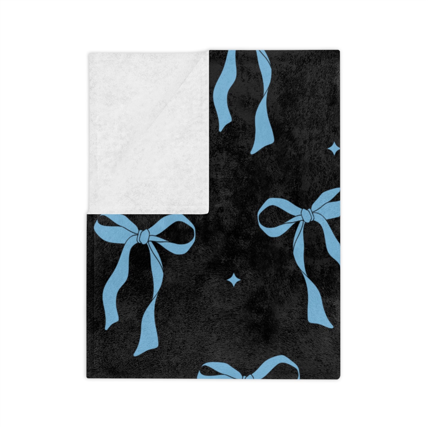 Black with Blue Bows Microfiber Blanket