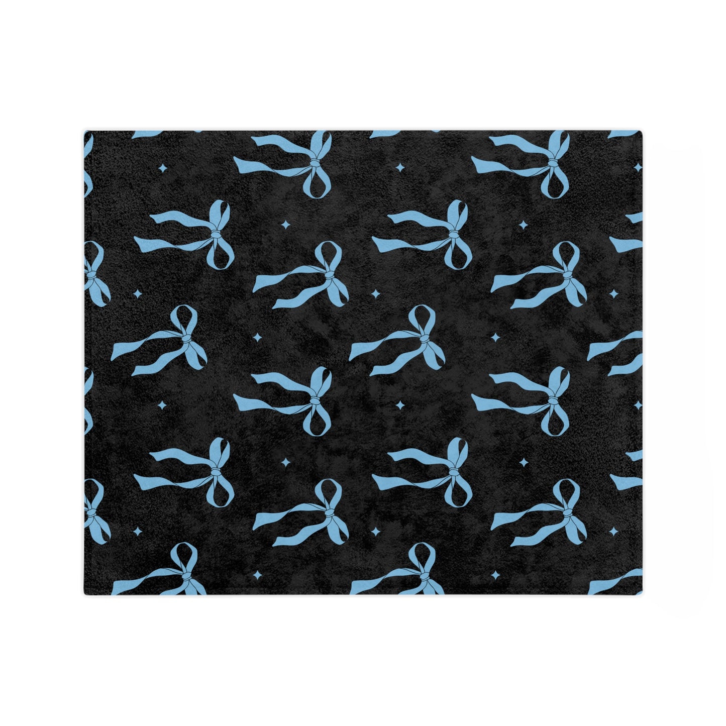 Black with Blue Bows Microfiber Blanket