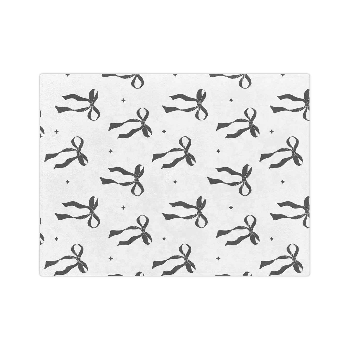 White with Black Bows Microfiber Blanket