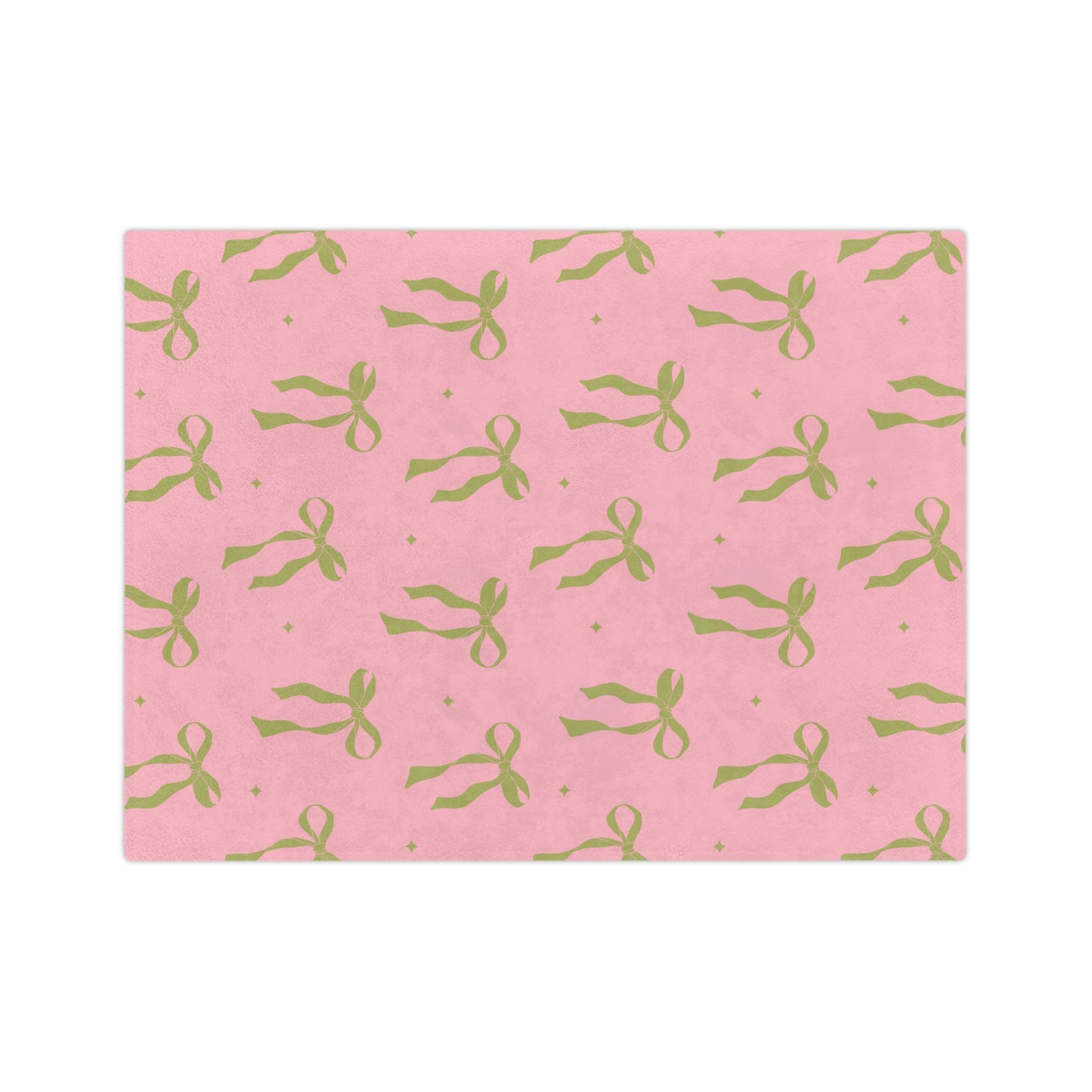 Pink with Green Bows Microfiber Blanket