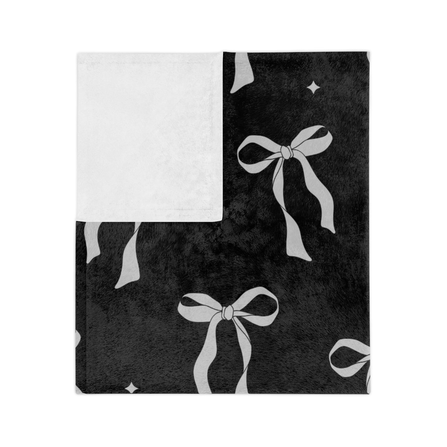 Black with White Bows Microfiber Blanket