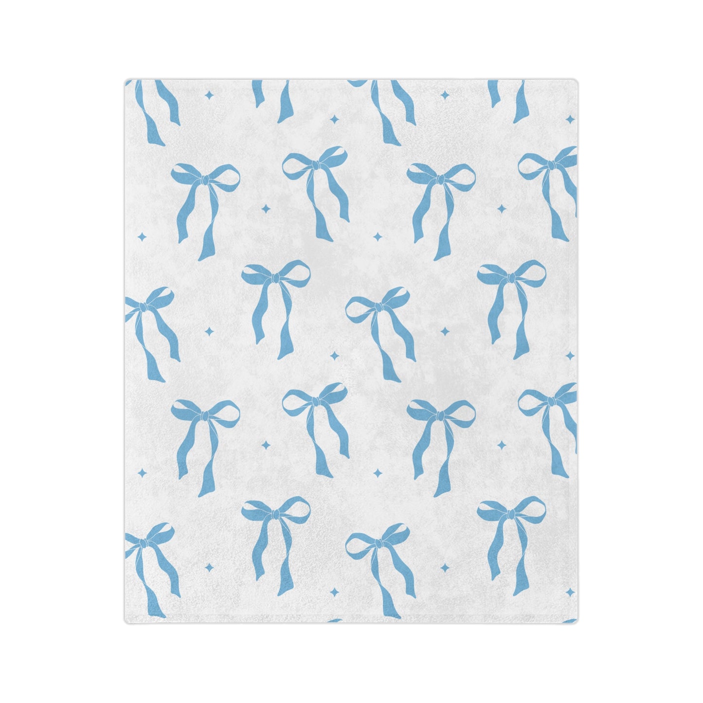 White with Blue Bows Microfiber Blanket