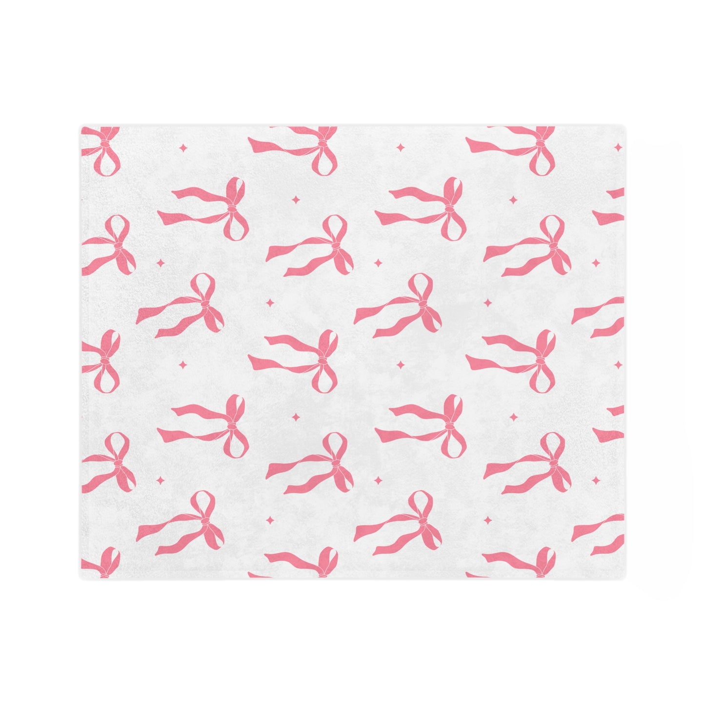 White with Pink Bows Microfiber Blanket
