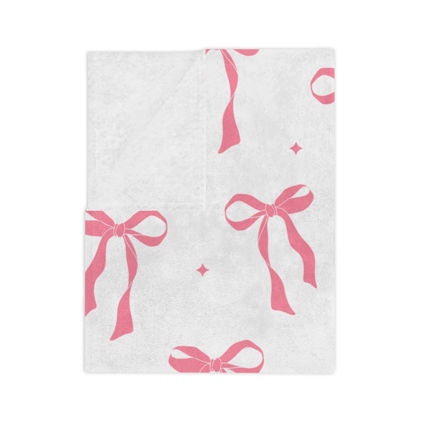 White with Pink Bows Microfiber Blanket