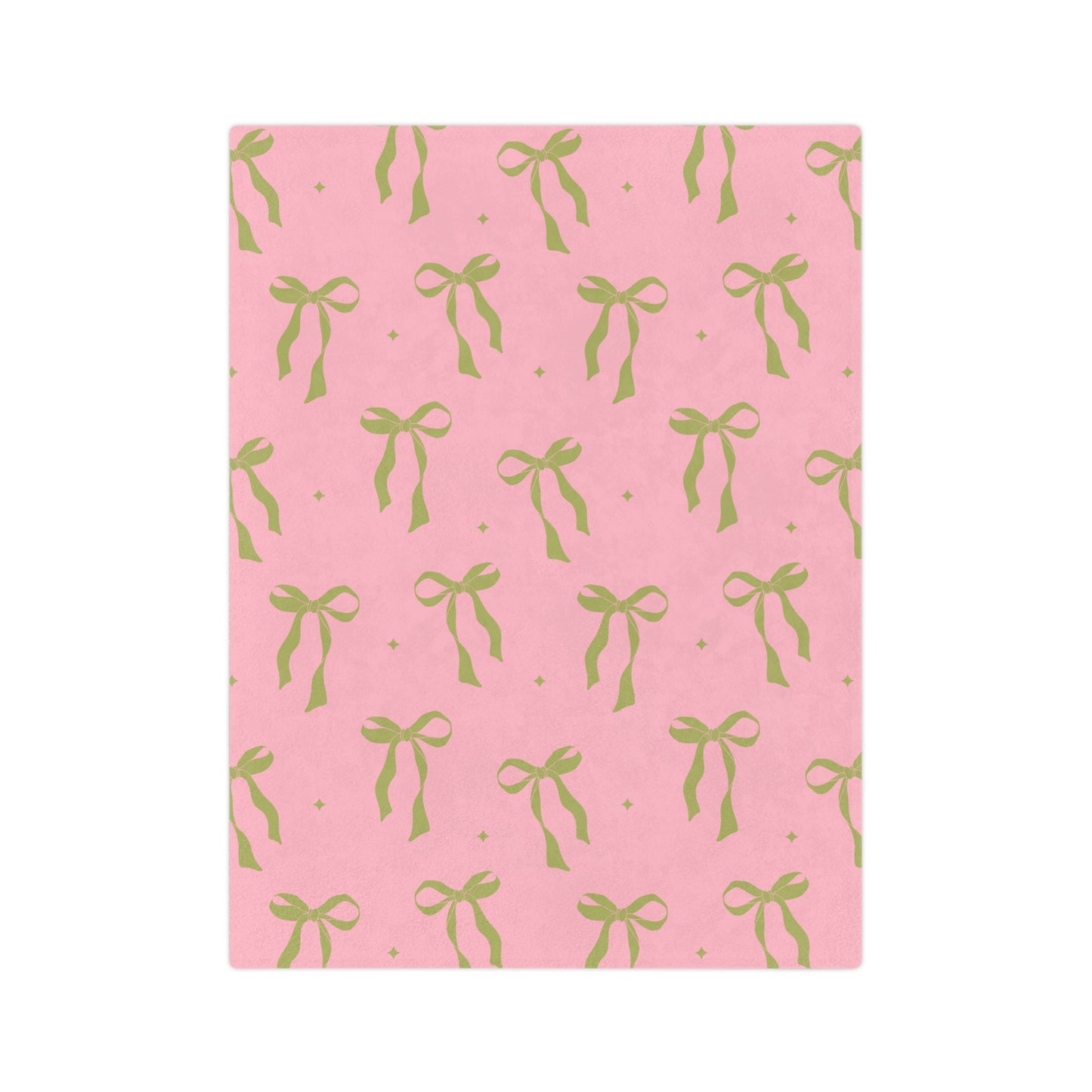 Pink with Green Bows Microfiber Blanket