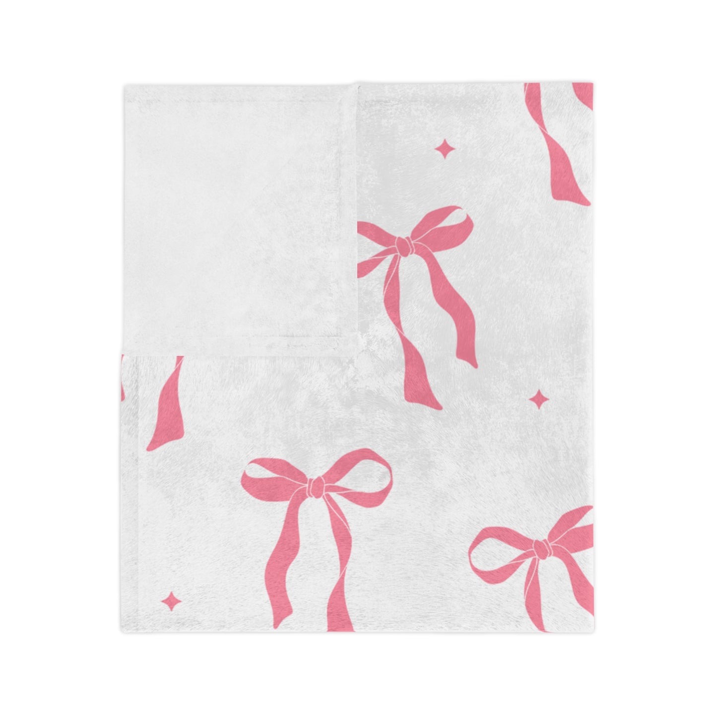 White with Pink Bows Microfiber Blanket