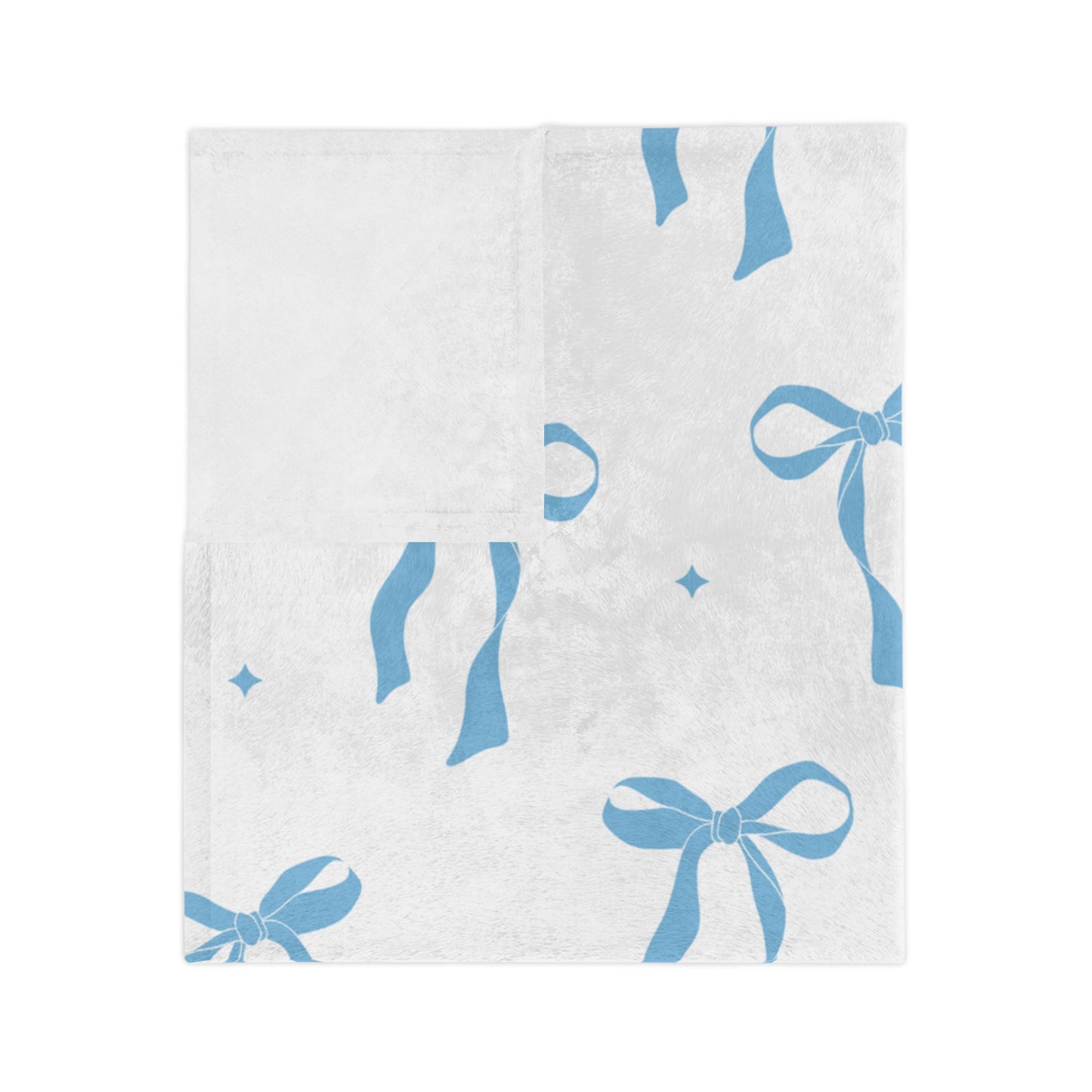 White with Blue Bows Microfiber Blanket
