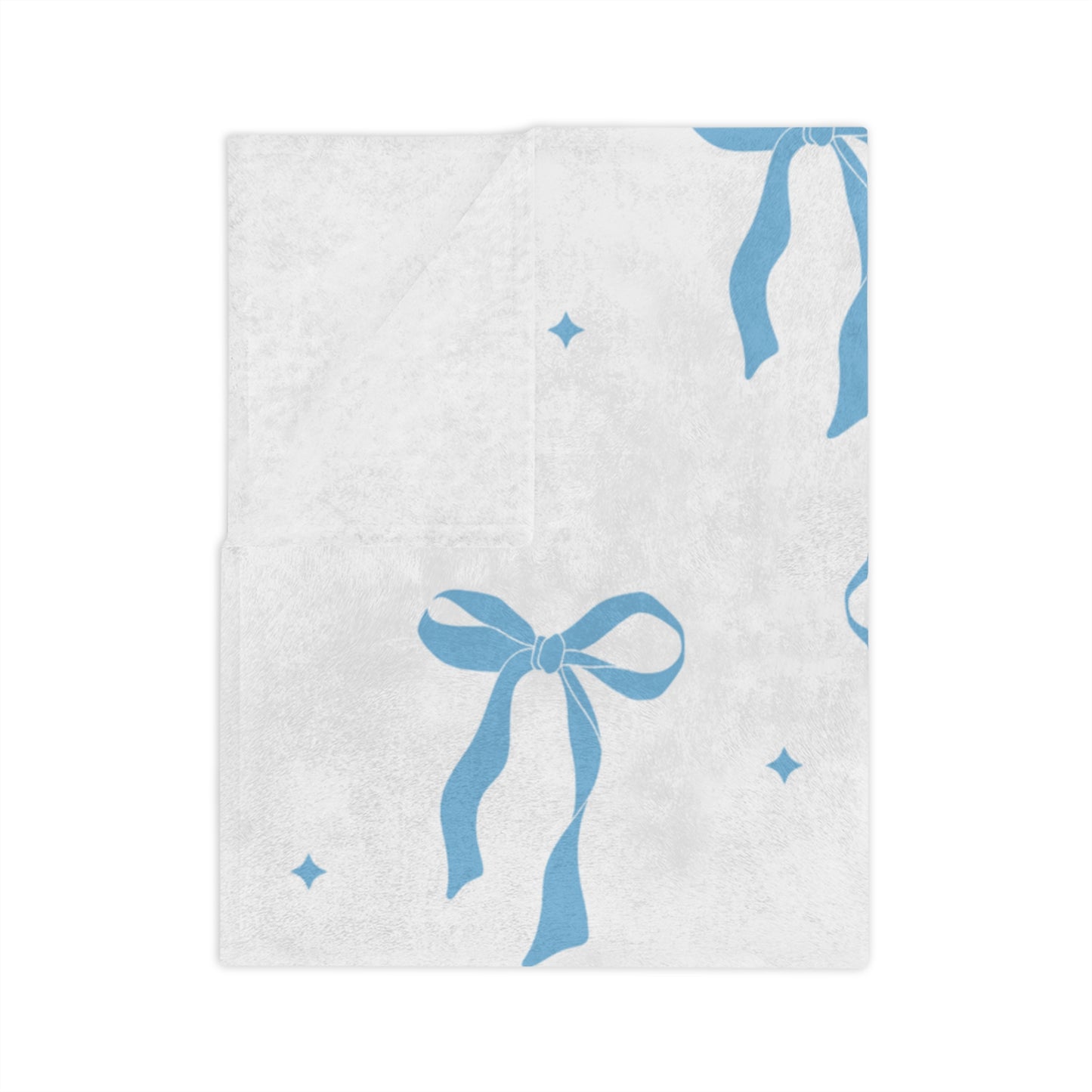 White with Blue Bows Microfiber Blanket